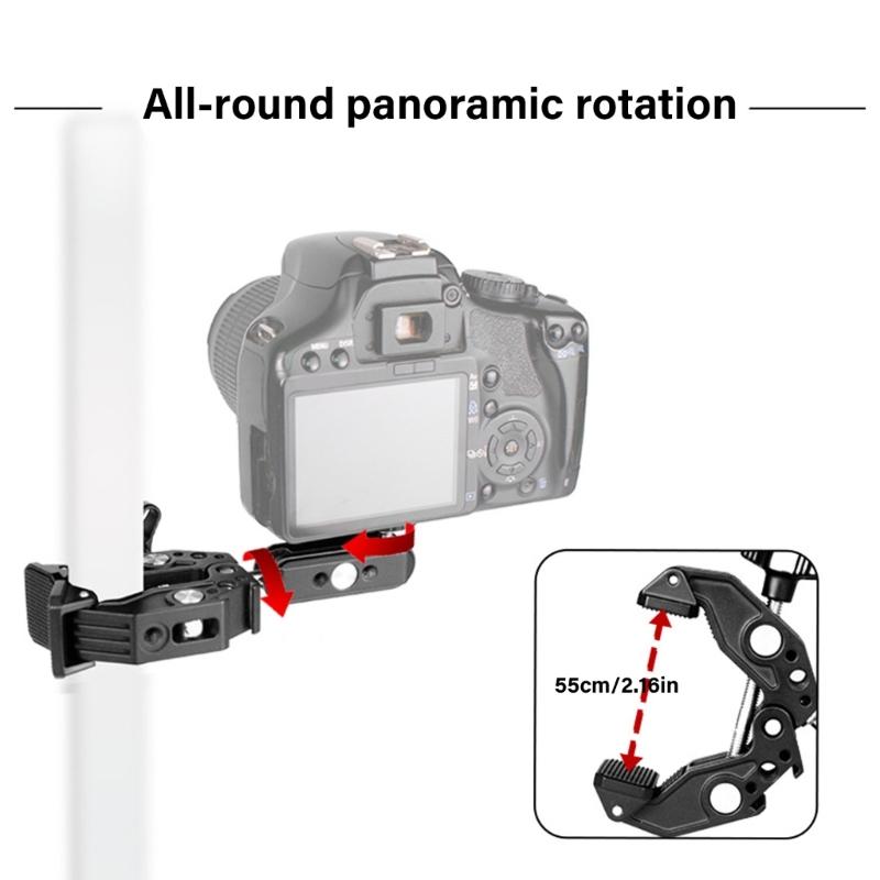 Universal Aluminum Alloy Rotating Clamp with 360 Swivels Ball Head Camera Mount Adapter Fit Tripods Rod Crossbars Gimbals Systems