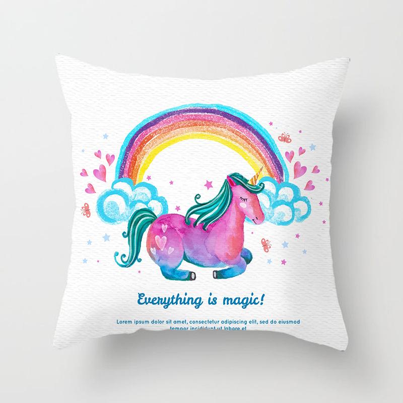 Home Decor Unicorn Themed Cute Patterns for Cozy Decor Pattern Cushion Cover Suitable for Sofa Bedroom Car Pillow Cover