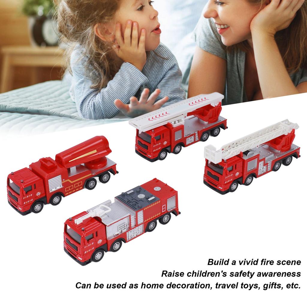 Fire Truck Toy Set Cultivate Safety Awareness Rust Proof Firefighter Play Vehicles For Above 3 Years Old Home Kindergarten