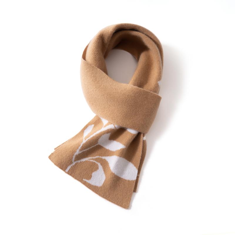 Elegant Cashmere Knitted Soft Scarf Windproof Warmth Neck Face Protection Parted Embroidery Winter Outwear Skateboard Muffler 160cmX20cm кофейный