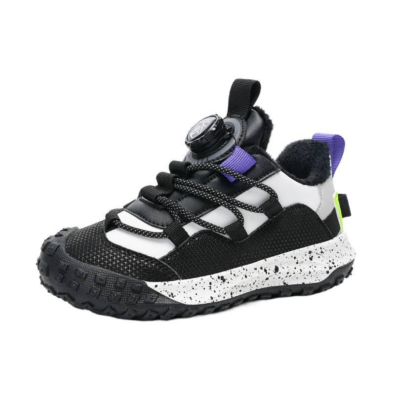 Factory direct sales children's shoes winter leather rotating buckle waterproof and wear-resistant outdoor middle and older children's sports shoes ki