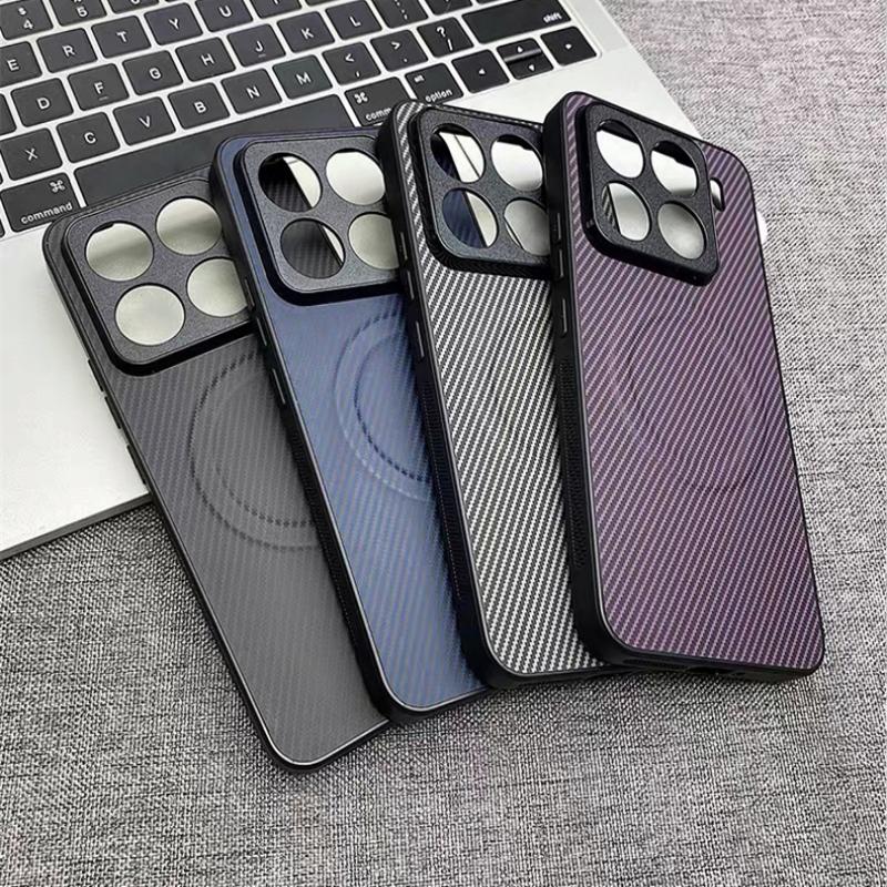 Case For Xiaomi 17T Pro Mi 17 T 15T 14 15 5G For MagSafe Magnetic Luxury Stripe Silicone Leather Back Cover Protection Shell