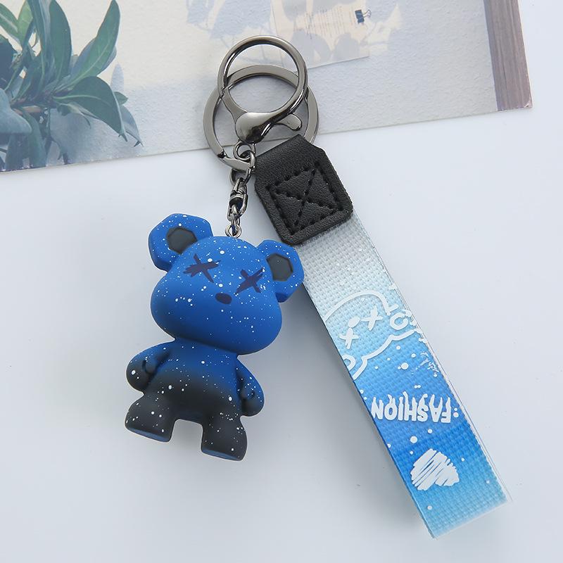 Color-Changing Dragon Bear Keychain - Starry Sky Gradient Pendant for Couple Bags