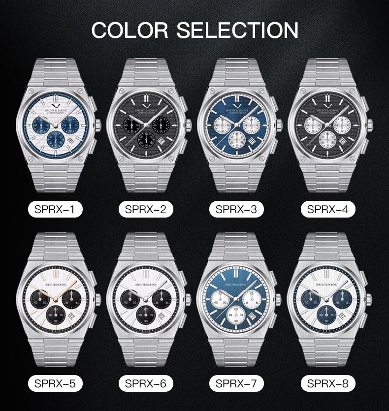 Specht&Sohne New Fashion Watch 41MM Stainless Steel Watch Rose Gold Luminous Male Sport Quartz Wristwatch 50M Waterproof