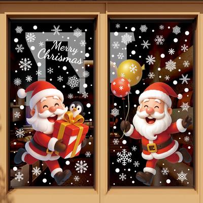 Weihnachten elektrostatische Fensteraufkleber Weihnachtsmann Schneemann Schneeflocke Fensterglas Dekoration Aufkleber