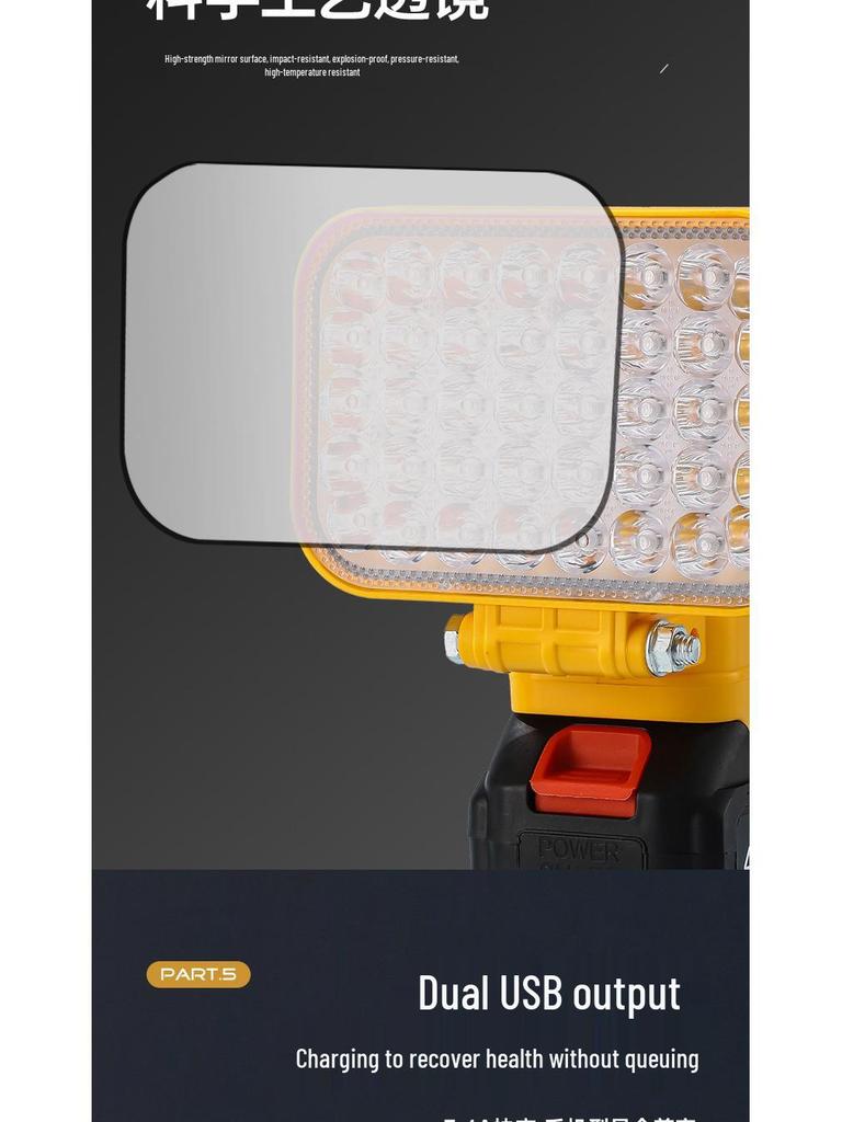 Portable Emergency Lithium Battery Floodlight for Camping, Construction, and Car Repairs