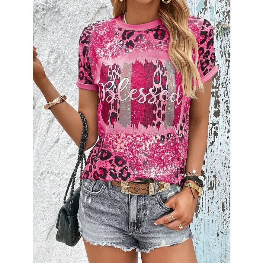 3D Print T Shirt Summer Fashionable Tee Minimalist Pattern Women's T Shirt Round Neck Short Sleeved Top
