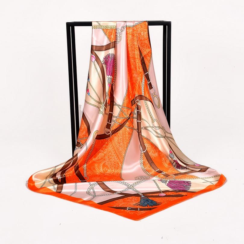 [BYSIFA] Coffee Women Silk Scarf Shawl Winter Elegant Brand Floral Large Square Scarves Wraps Fashion Muslim Head Scarf Blue,Red