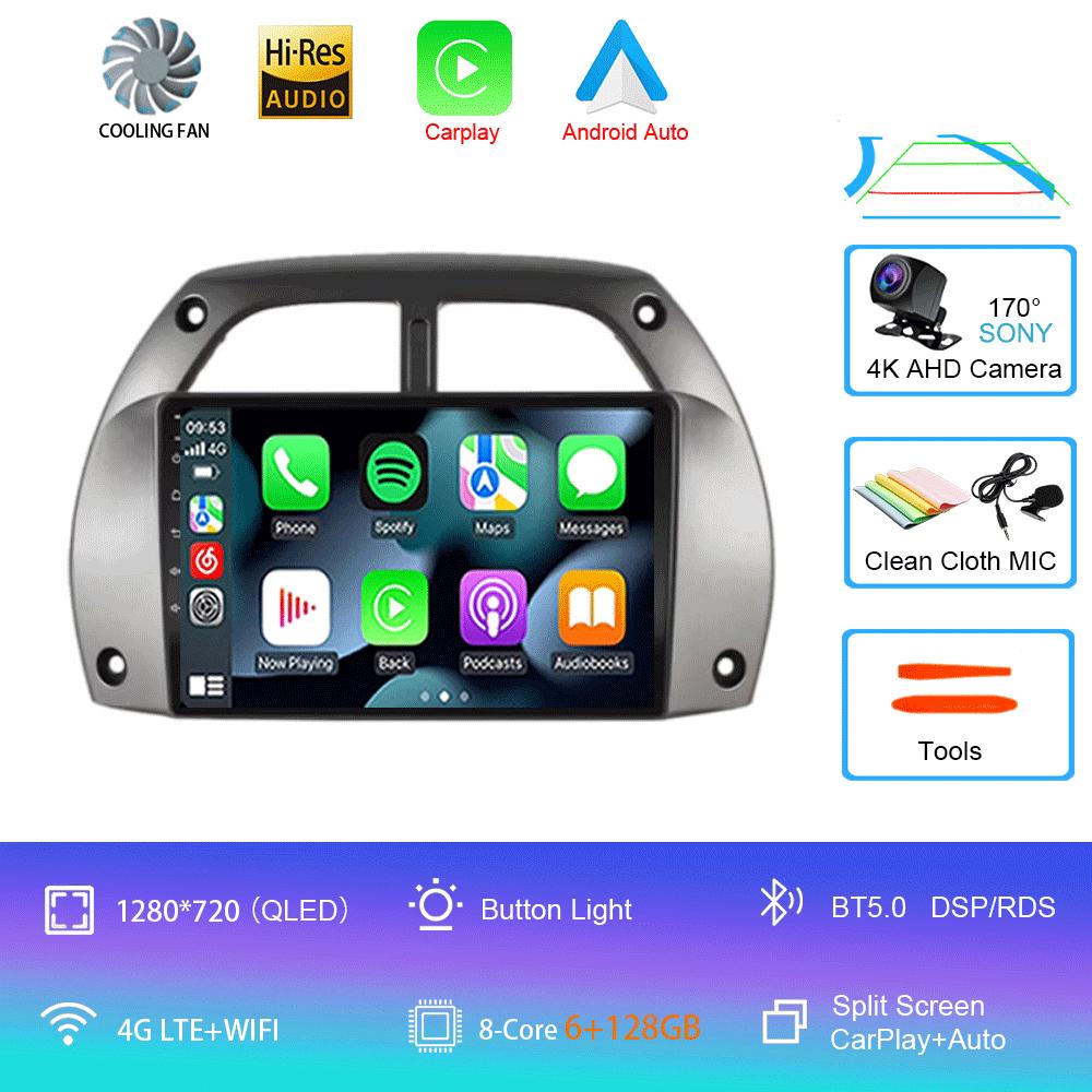 Car Radio Android 14 wireless Carplay Auto for Toyota RAV4 2001 - 2006 Navigation GPS Multimedia Player Stereo video wifi+4G BT