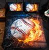 3D Sports Baseball Duvet Cover Set Teen Boys Men Decor Bedding Sets with Pillowcases Sport Baseball Themed Comforter Cover Set