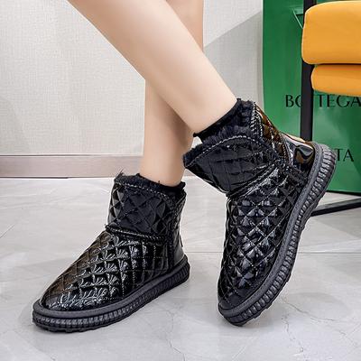 Fashion Women's Winter Snow Boots Fur Lined Thickened Waterproof Bottom Round Toe Ankle Booties Warm Cotton Shoes for Cold Weather