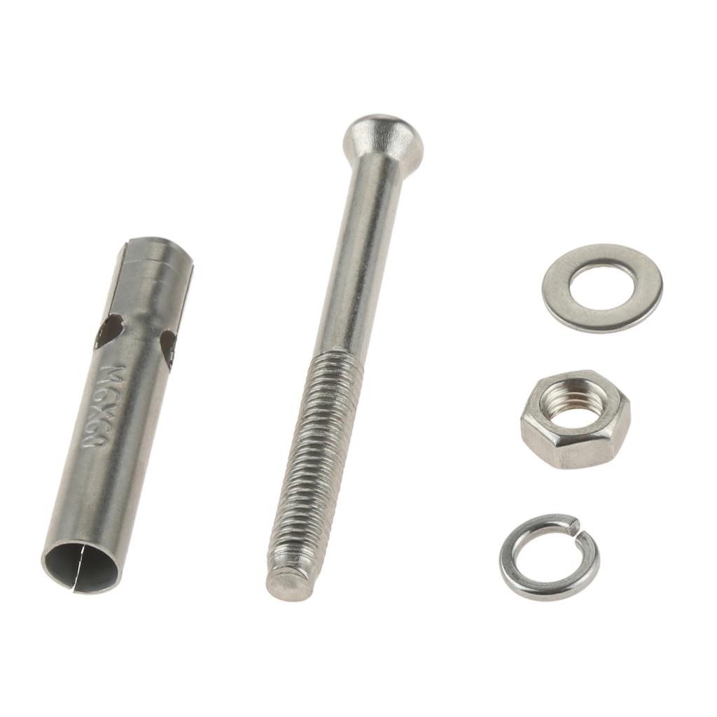 5 Pcs M6x60mm Stainless Steel Expansion Screw Expansion Bolt Anchor Sleeve Concrete Anchor Bolt Link Rod Wall Fastener Nail