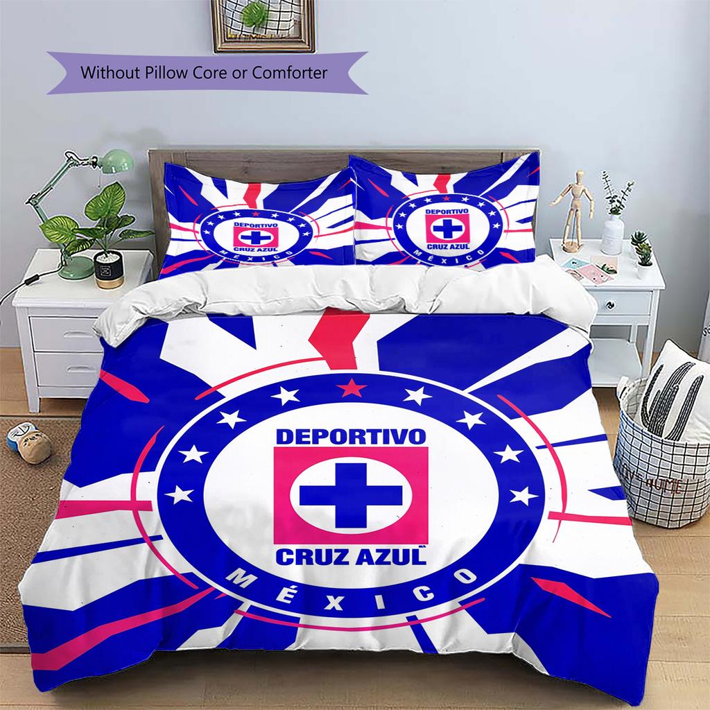 Cruz Azul Pattern Bedding Home Decoration Birthday Gift (1 * duvet cover + 2 * pillowcase, without core)