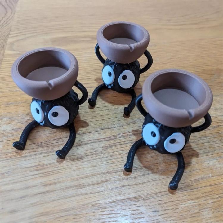 Modern 3D Printing Tabletop Decors Funny Cartoon Soot Sprites Statue Tealight Candle Holders For Indoor Space Ornament
