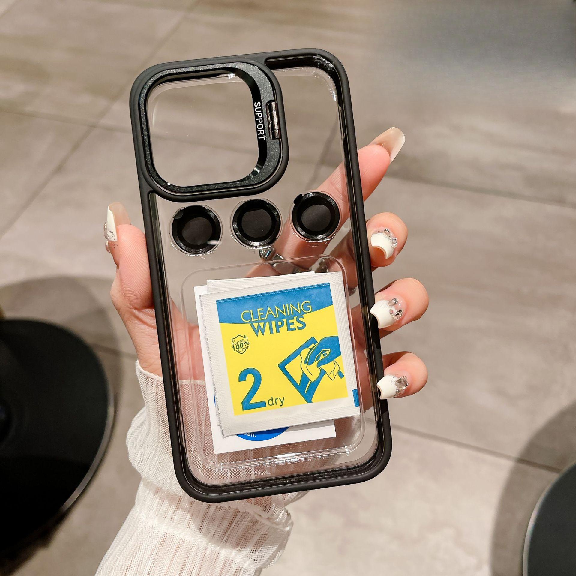 

Подходит для чехла для мобильного телефона iPhone15 Promax, противоударная пленка для объектива, защитный чехол для Apple 16, 14, невидимая подставка iphone16