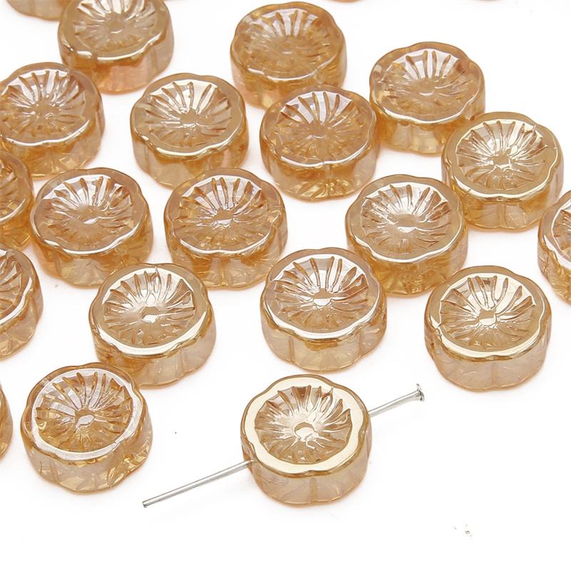 

10 шт. хрустальные стеклянные бусины свободные проставки гавайские цветочные бусины для изготовления ювелирных изделий DIY браслет ожерелье шампанского