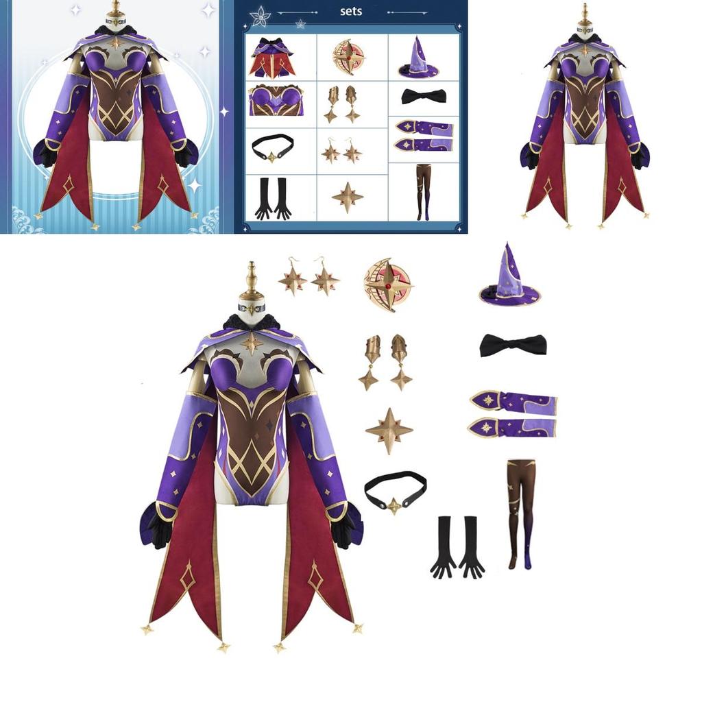 Genshin Impact Mona Cosplay Kostüm Komplettset Hochwertige Baumwolle Exquisite Details