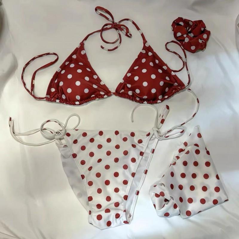 Swimsuit Women's High-end Feeling Contrasting Color Red Polka Dot Split Bikini Soak In Hot Vacation Photo