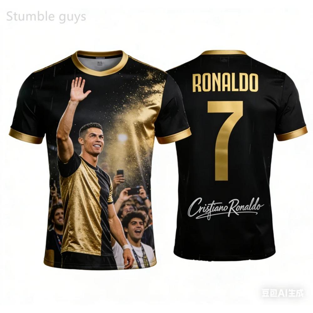 Herren Ronaldo T-Shirt Schnelltrocknend Atmungsaktiv Outdoor Sommer Street Sport Fußballtrikot Kinder Jungen Kleidung