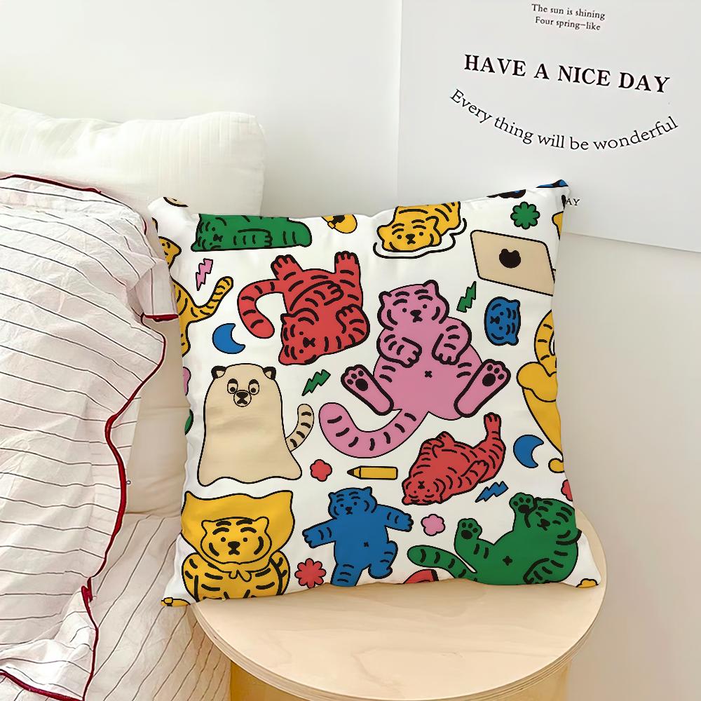 

cute cartoon funny art surfing M-muzik tiger cushion cover soft Pillow Case for Sofa Living Room Home Decor Protective Covers 30x30CM(12x12in)