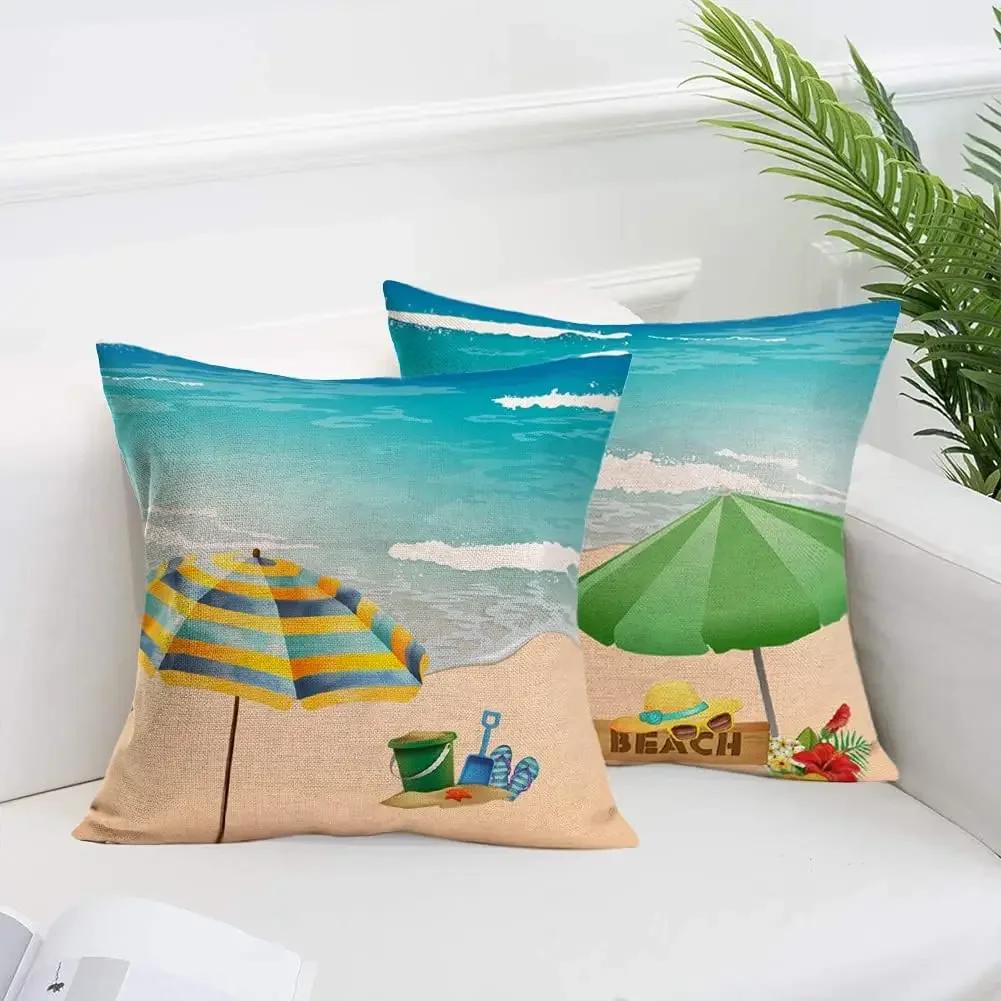 Summer Beach Outdoor Pillow Cover Decorative Tropical Coconut Tree Cushion Cover Home Decoration Garden Sofa