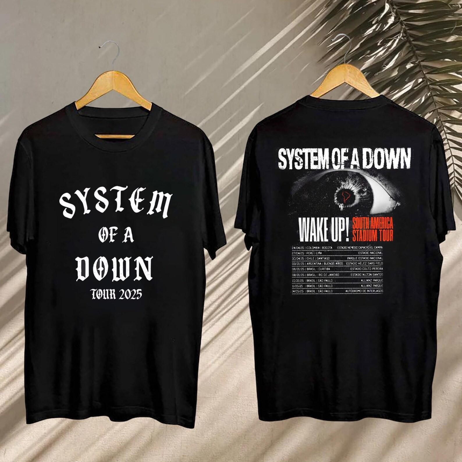 Футболка с символикой стадионного тура System Of A Down по Южной Америке в 2025 году 2XL