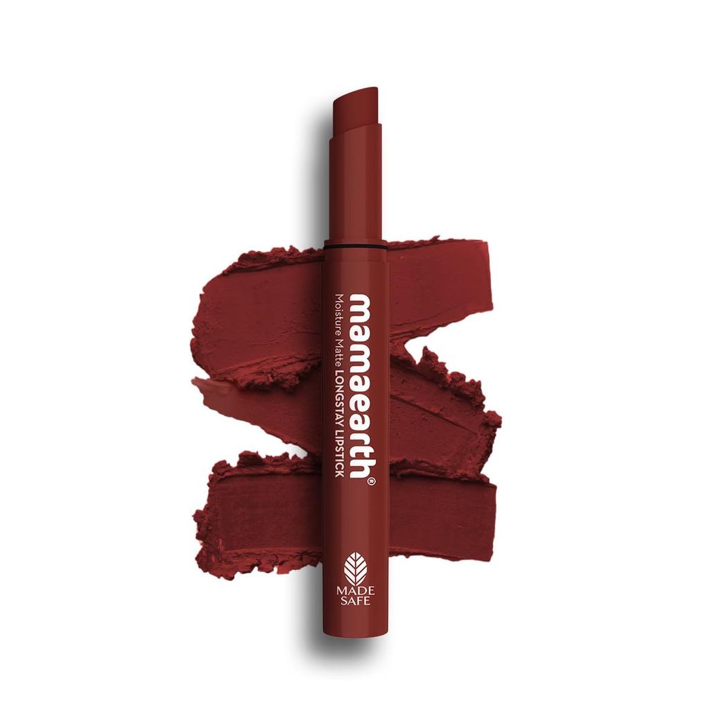 Mamaearth Moisture Matte Longstay Lipstick 2g Hazelnut Brown Smudge Proof Long Lasting Lip Color