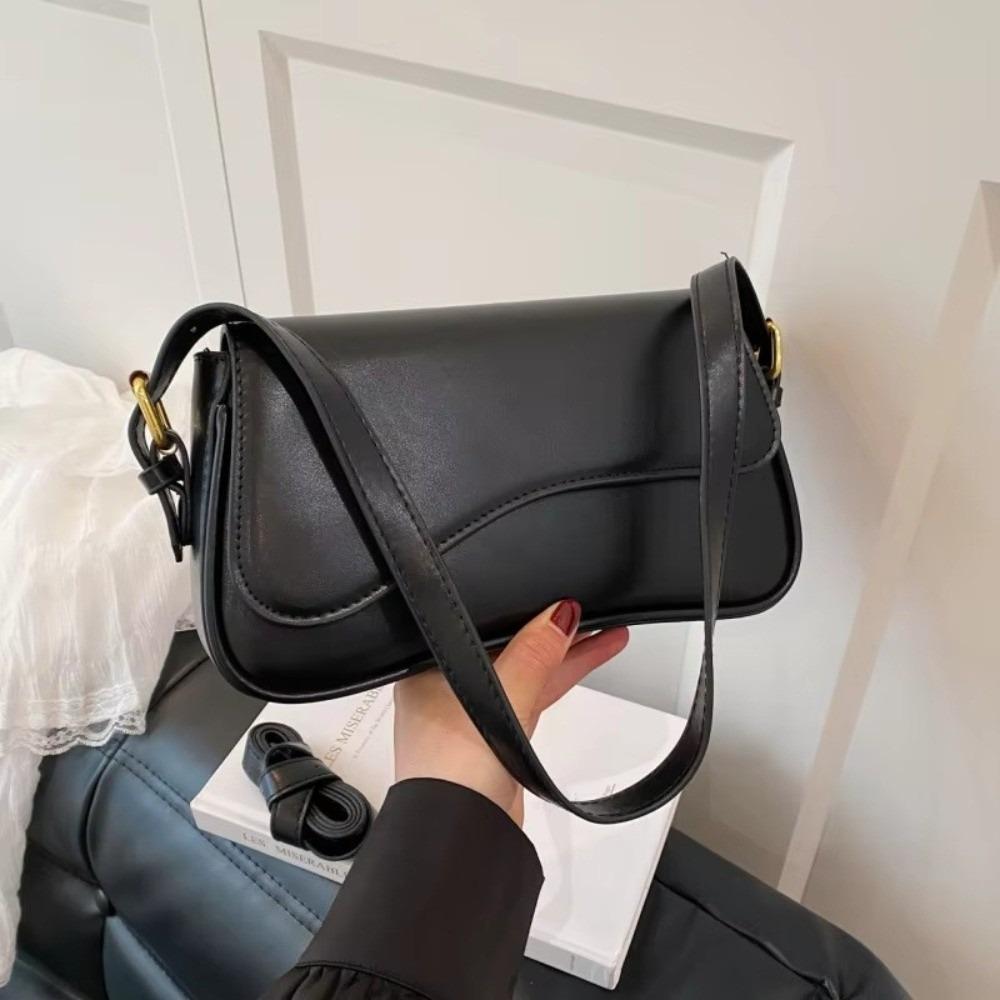 Stylish Retro PU Leather Underarm Bag Fashion Small Square Shoulder Crossbody Handbag for Women