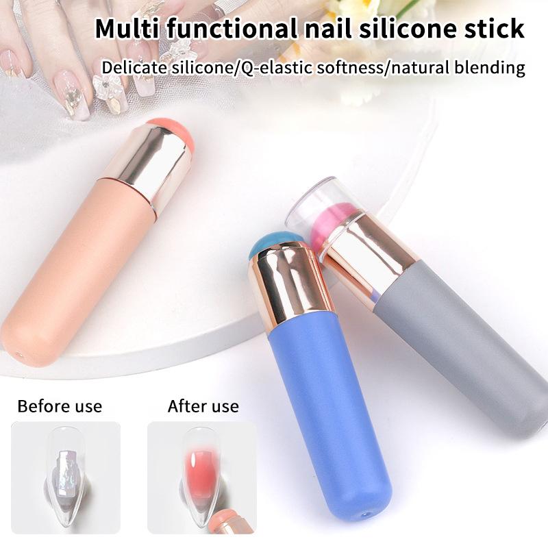 Nail Arts Silicone Applicator Sticks Reusable Chrome Glitter Applying Manicure Tool  Easy-Daub Pigment Silicone Nail Brush