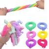 6Pcs Novelty Funny Colorful Alpaca Lala Le Bracelet Stress Relief Sensory Toys Decompression Noodle Stretch Rope Toy Autism Gift