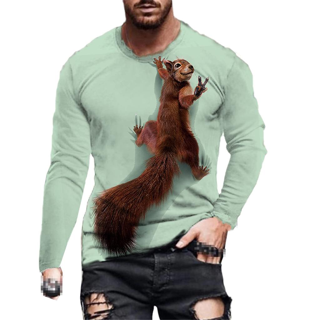 Squirrel 3D Print T-Shirts Men Woman Casual Round Neck Long Sleeve T Shirt Streetwear Harajuku Pullovers Tees Tops Kids Clothing
