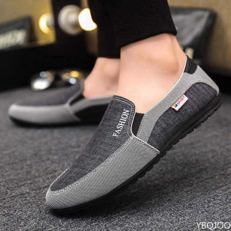 Fashion Summer Men's Flat Bottomed Single Shoes Canvas Casual Trend Set Feet Shallow Mouth Loafers Men Zapatos De Hombre Luxury Sneakers