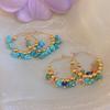 Stainless steel irregular stone beaded earrings, ethnic style retro niche earrings, earrings, earrings.