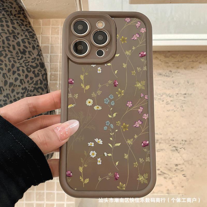 Line flower for iPhone11/12/13/14/15 mobile phone case Apple 16promax all-inclusive X/XS