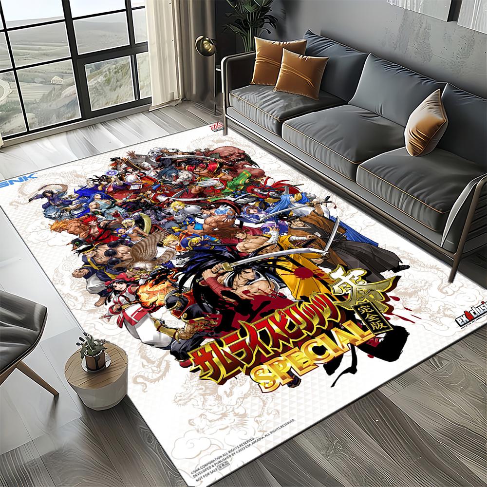 Retro Game Samurai Spirits Shodown Haohmaru Cartoon Carpet Rug for Living Room Bedroom Home Sofa Decoration,Non-slip Floor Mat