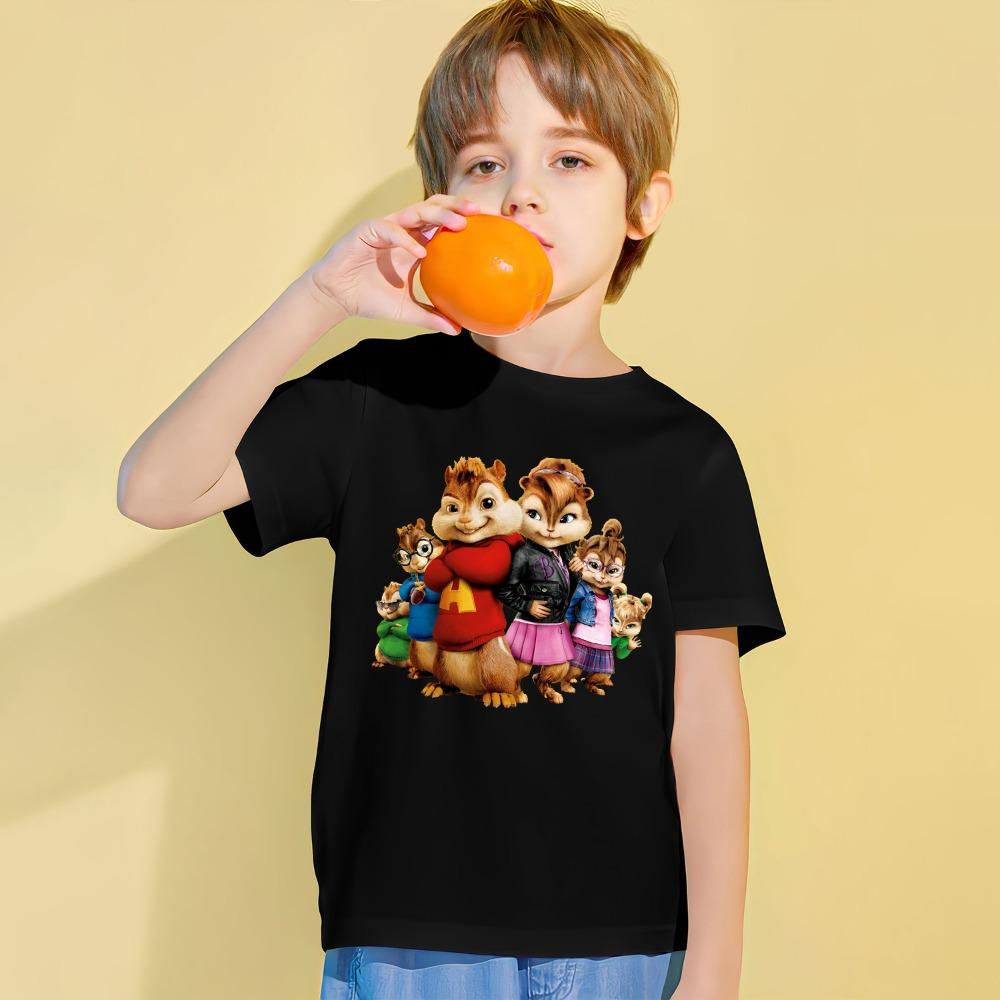 

Children s Tee Summer Short-Sleeved Tops Cute Alvin and The Chipmunks Print Clothes Kids Boys Girls High Quality T-Shirts 110