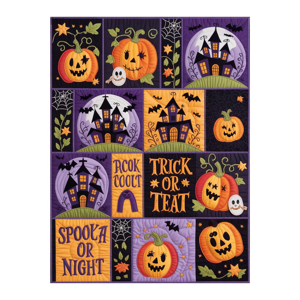 Halloween Print Pumpkin Castle Blanket Flannel Blanket Throw Blanket