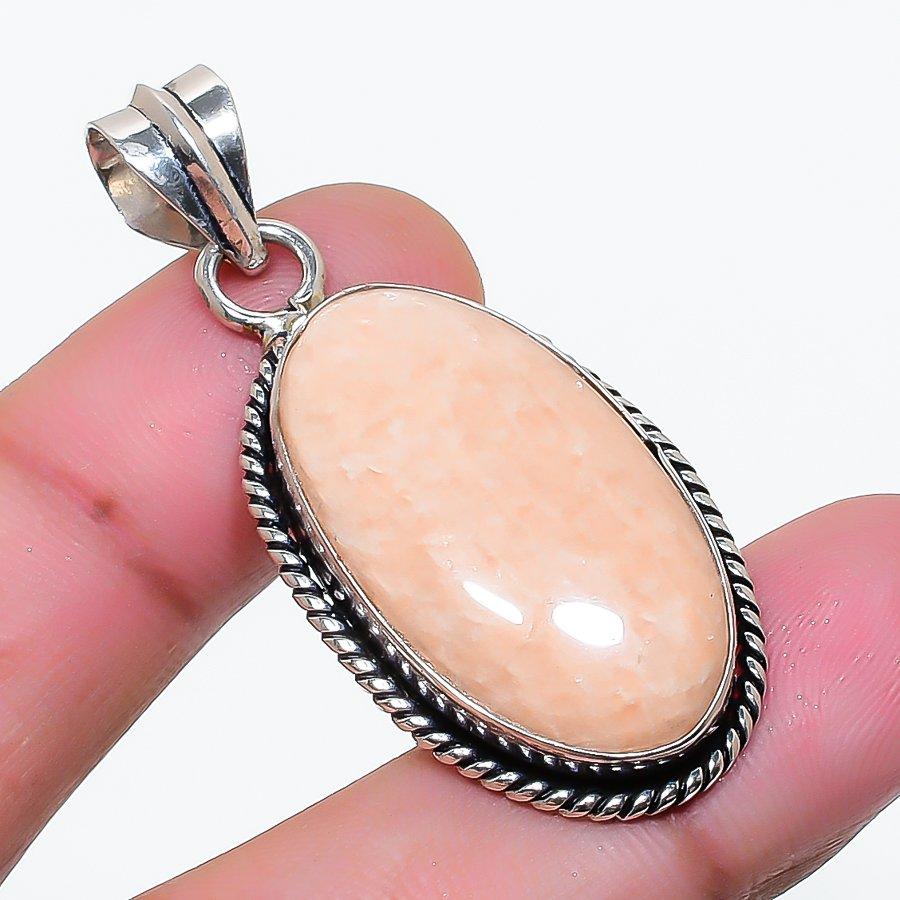 Natural Orange Aventurine Gemstone 925 Sterling Silver Pendant 1.77" AP-14855