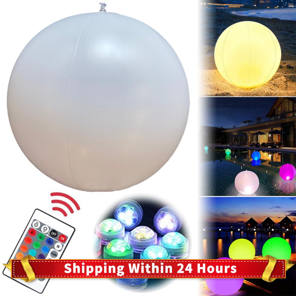 Garden Luminous LED Ball Remote Control LED Glowing Balloon Swimming Pool Luminous Inflatable Balloon Birthday Party Decoration