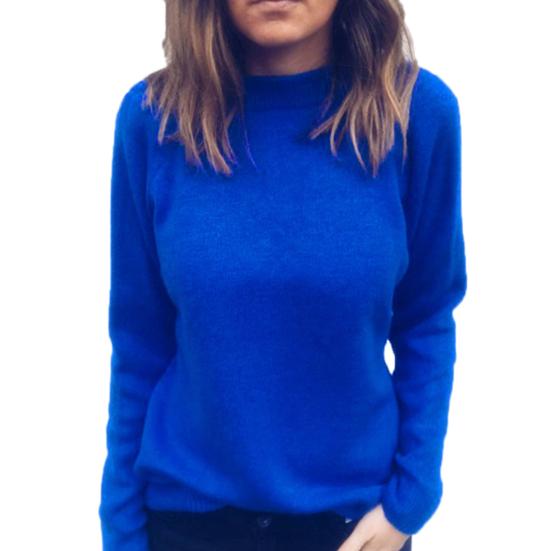 Winter Chic Lady Solid Color V Neck Long Sleeve Casual Pullover Knitted Blouse