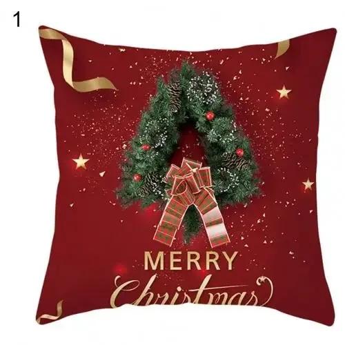 Christmas Themed Throw Pillow Cover With Short Plush Print Living Room Sofa Decoration Cushion Cover Pillow Covers Decorative