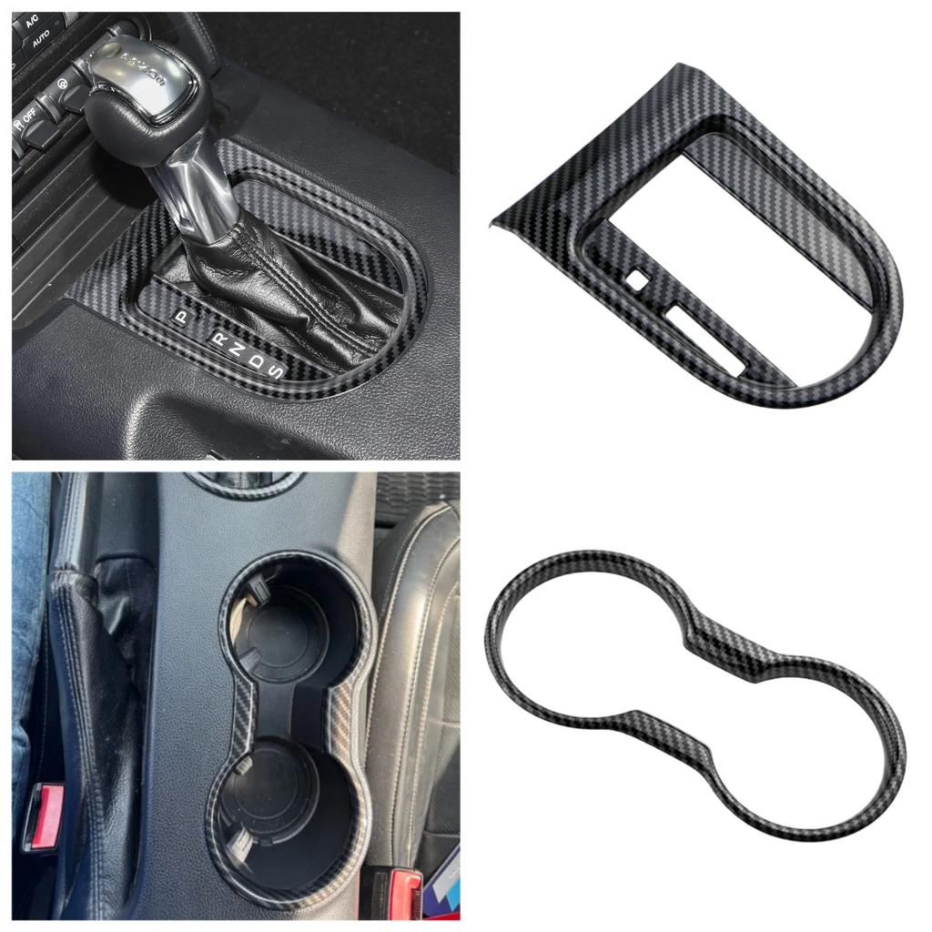 Car Front Water Cup Holder Gear Shift Decoration Cover for Ford Mustang 2015 2016 2017 2018 - 2025 AT LHD Interior Accessories