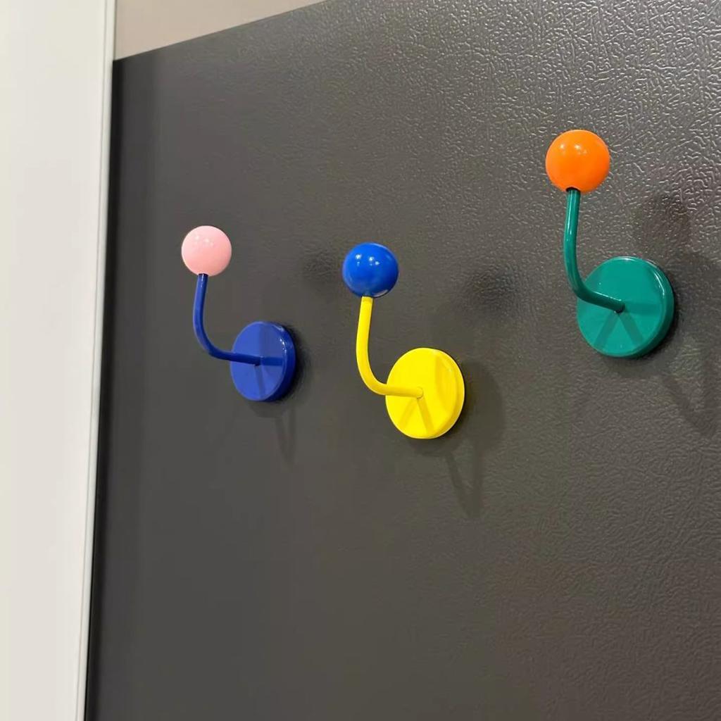 1PC Color Creative Magnetic Hook No Punch Magnetic Hook Kitchen Bathroom Door Refrigerator Strong Traceless Decoration