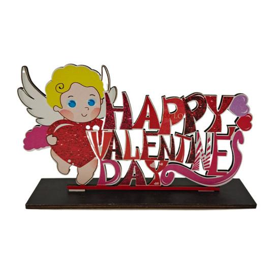 Valentine's Day Wooden Table Sign Romantic Love Heart Shape Tiered Tray Decor Freestanding Tabletop Centerpiece for Desk Shelf Home Decor