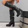 Women's High-heeled Boots Autumn and Winter Thick-heeled Large-size Casual Boots Roman Medium Boots