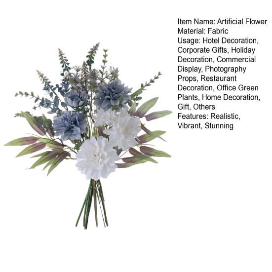 Artificial Dahlia Flower Bouquet Faux Silk Floral Arrangements with Eucalyptus Leaves