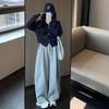 Women's Fleece-Lined Wide-Leg High-Waisted Sports Pants: Slimming, Loose-Fit, Autumn/Winter Casual Sweatpants.