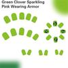24 Pcs Short Square False Nail Glossy Stick on Nail Saint Patricks Day Press On Nail Clovers Artificial Nail