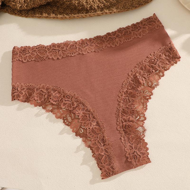Women‘s Cotton Fabric Panties Sexy Lace Trim High Waist Underwear Solid Color Breathable Bikini Briefs Female Sexy Lingerie New