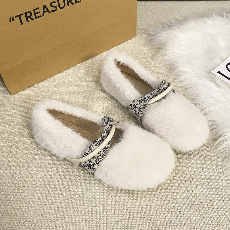Fairy Mao Mao shoes outer wear 2025 autumn and winter new gentle and cute warm velvet small fragrant wind solid color cotton shoes